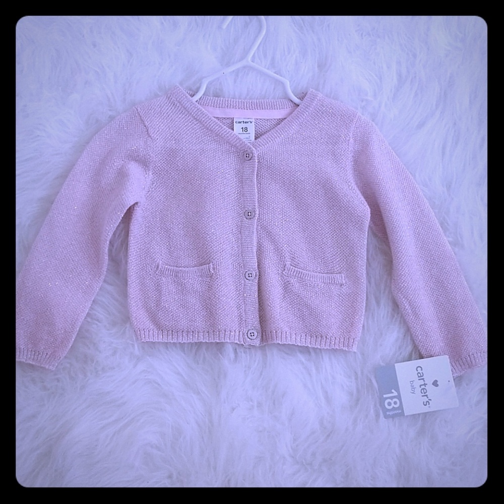 Carter's Silver and Pink Button Cardigan